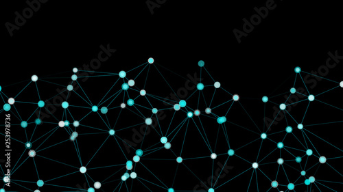 Neural network graph, triangles shapes and circles vector elements