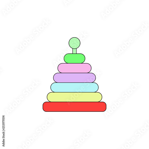 cartoon infant stacker toy colored icon. Signs and symbols can be used for web, logo, mobile app, UI, UX