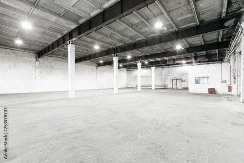 Interior of empty warehouse.