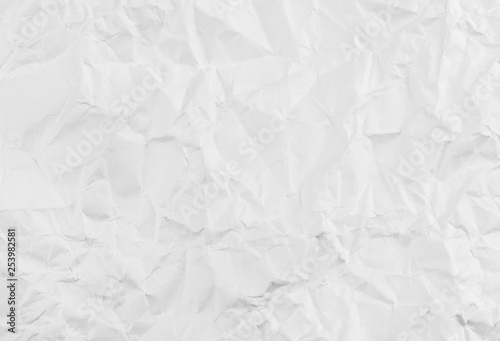 white crumpled paper texture background.