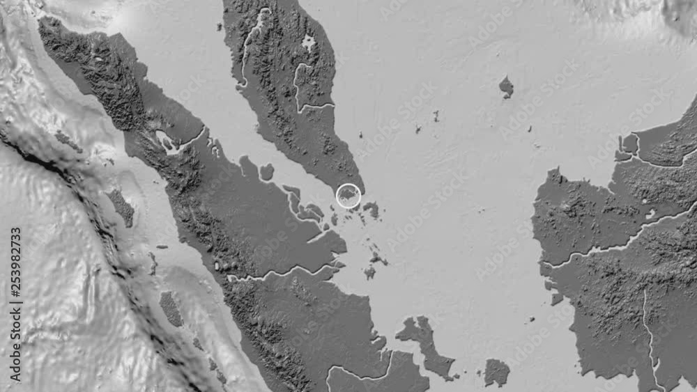 Singapore area presented against the global bilevel map in the Kavrayskiy VII projection with animated oblique transformation Singapore area presented against the global bilevel map in the Kavrayskiy VII projection with animated oblique transformation