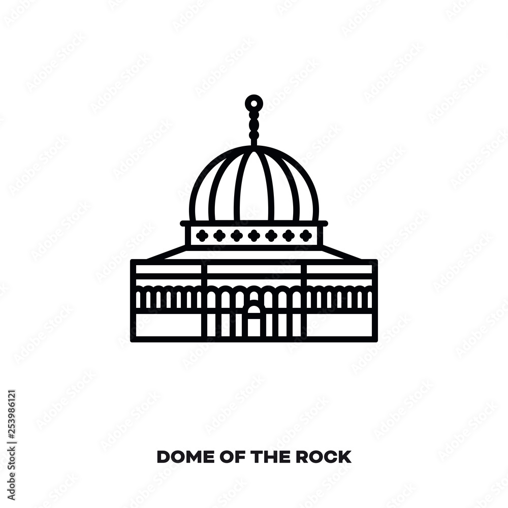 Dome of the rock at Jerusalem, Israel line icon