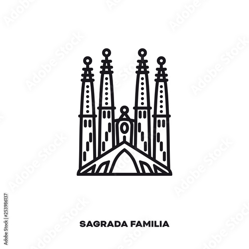 Sagrada Familia Cathedral at Barcelona, Spain vector icon