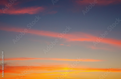 Fiery orange sunset sky. Beautiful sky. © nata777_7
