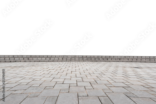 empty concrete square floor isolated on white background. Can use as a foreground material or present product. © tawanlubfah