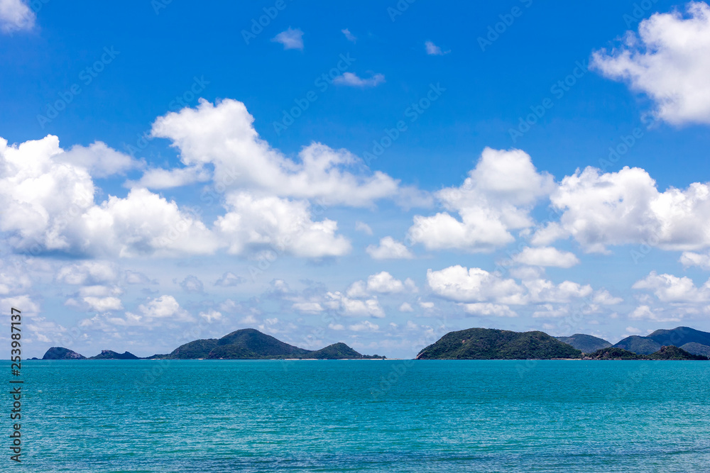 landscape colorful blue sky with beautiful cloud and scintillation sea and island in asia