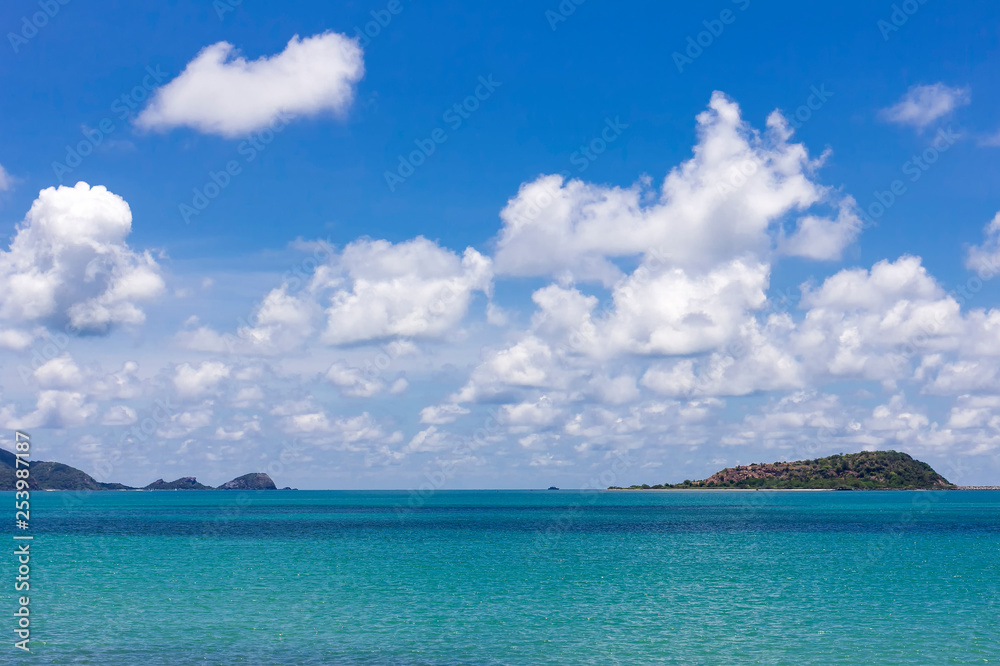 landscape colorful blue sky with beautiful cloud and scintillation sea and island in asia