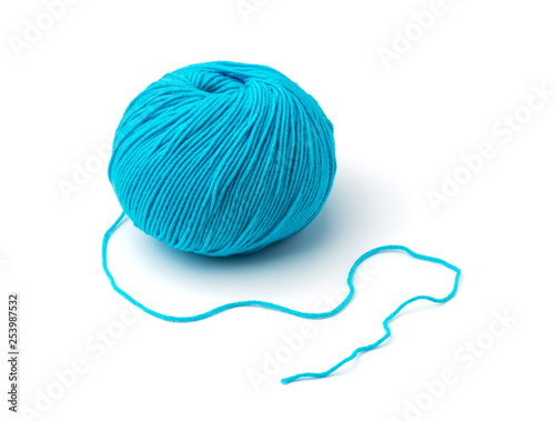 Ball of yarn on white background