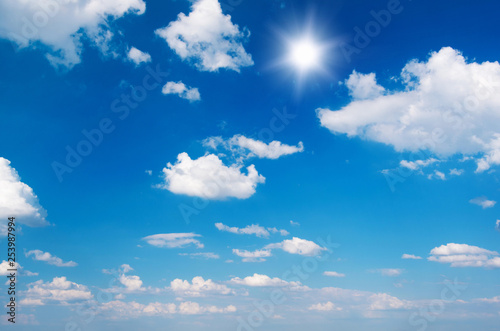 White clouds in blue sky.