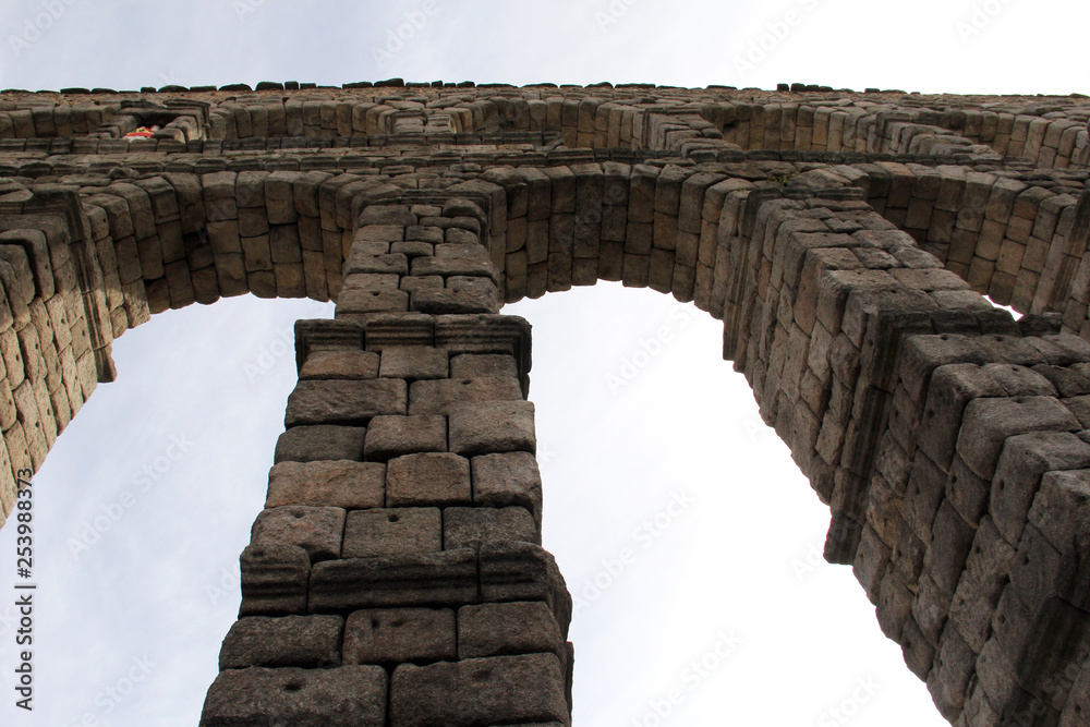 Roman Aqueduct ruins in Segovia Spain