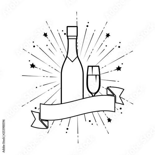champagne bottle with cup