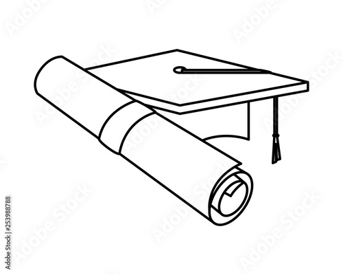 graduation certificate roll and hat photo