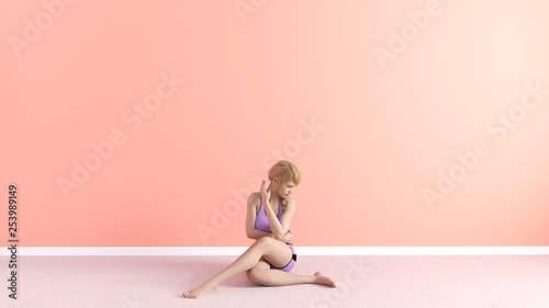 Half Lord Fishes Yoga Pose 3D Model Render