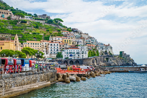 Amalfi, Italy - August 12, 2015 : View of Amalfi from the coast. photo