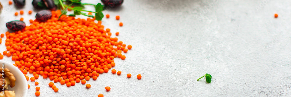 Lentils orange, healthy food concept (legumes, greens, spinach, micro greens and more) superfood. Food background Lentils orange, healthy food concept (legumes, greens, spinach, micro greens and more) superfood. Food background