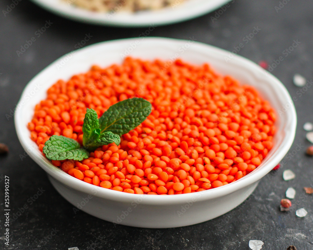 Lentils orange, healthy food concept (legumes, greens, spinach, micro greens and more) superfood. Food background Lentils orange, healthy food concept (legumes, greens, spinach, micro greens and more) superfood. Food background