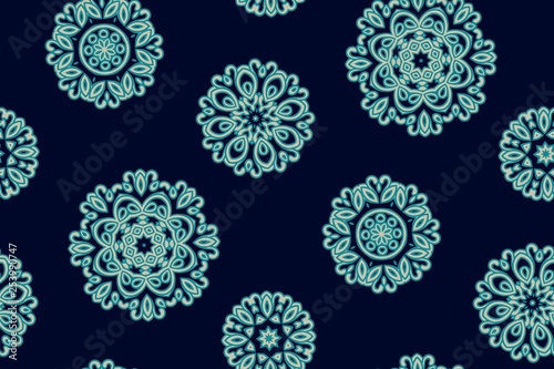 Mandala pattern. Seamless background pattern in oriental style. Vector. Textile design, fabric swatch ,wrapping paper, surface.