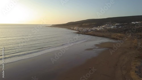 Wallpaper Mural Aerial shot of the beach of Taghazoute, Agadir on a beautiful sunset Torontodigital.ca