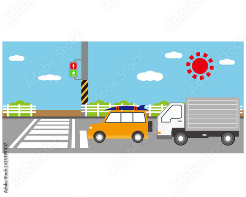 車　自動車　運転 信号　信号機