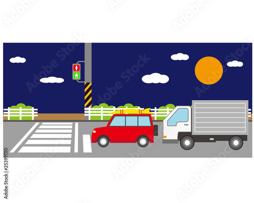 車　自動車　運転 信号　信号機