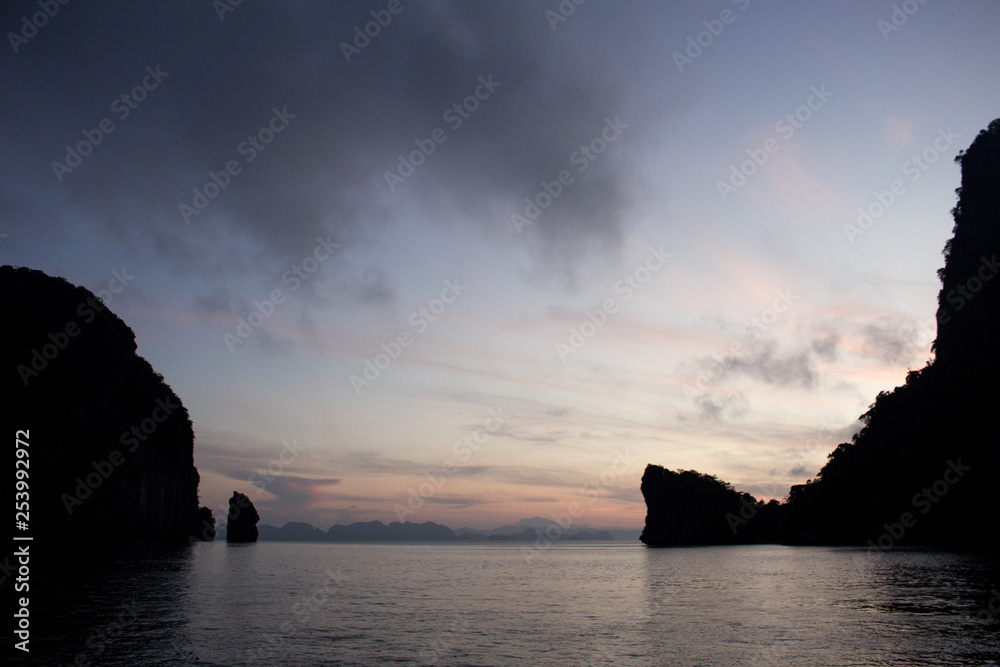 Island silhouettes providing beauty in Thailand