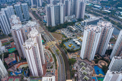 Aerial view of Hong Kong residential city