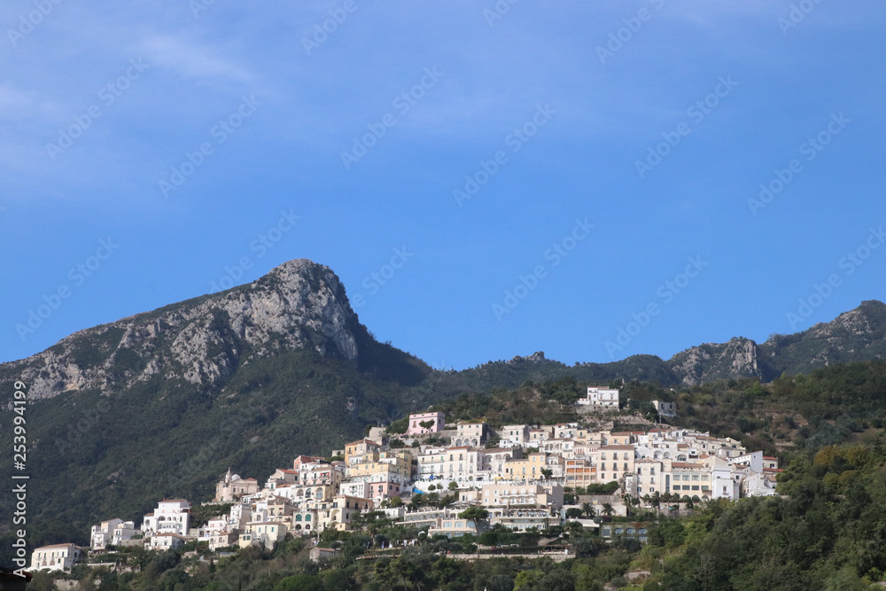 village on the hills in amalfi italy