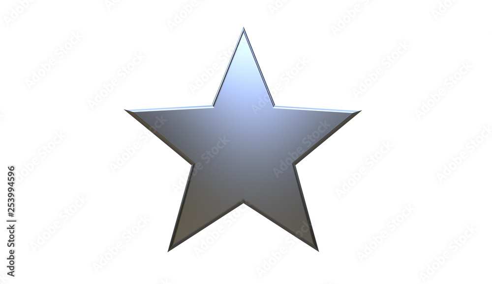 Obraz premium 3D illustration of a silver star isolated