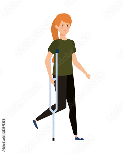 woman in crutch character