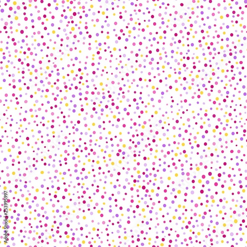 Purple and yellow random dots seamless pattern, vector background