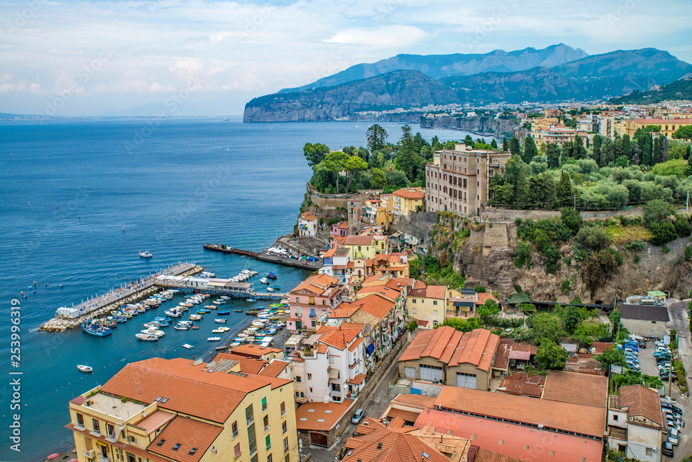Naples, Sorrento Italy - August 10, 2015 : A view from the top of the beaches of Sorrento.