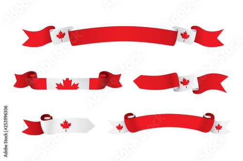 Canada flag ribbon isolated on white background. Vector illustration