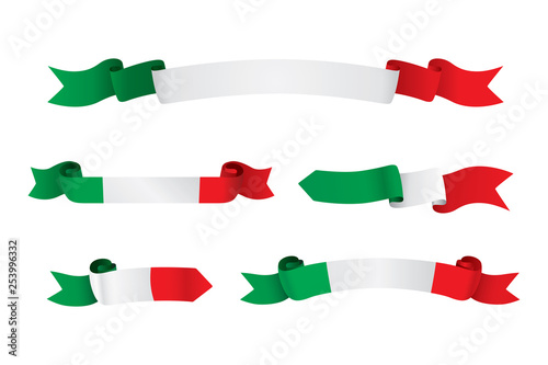 Italy flag ribbon isolated on white background. Vector illustration