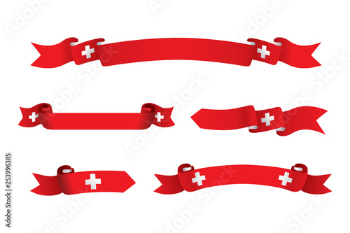 Switzerland flag ribbon isolated on white background. Vector illustration