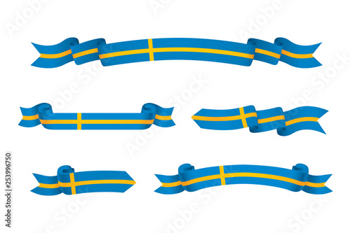 Sweden flag ribbon isolated on white background. Vector illustration