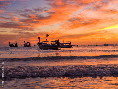 Long tail boat at sunset in Thailand © Netfalls