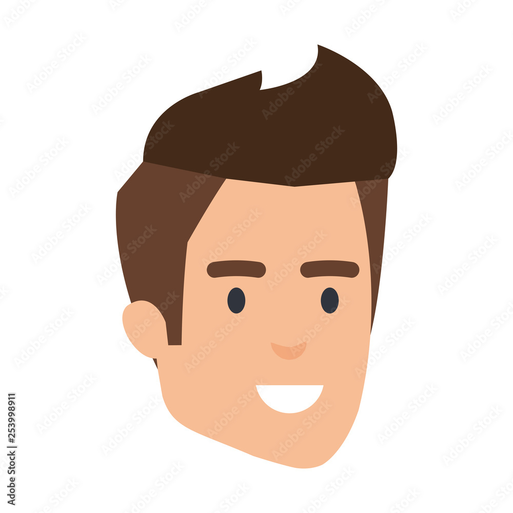 young man head character young man head character