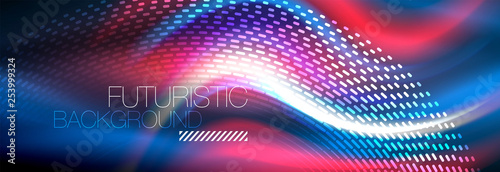Fluid colors mixing glowing neon wave background, holographic texture