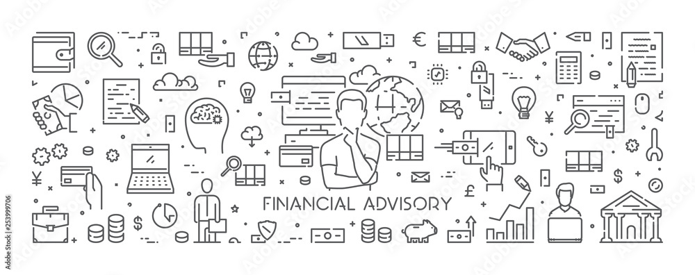 Vector line web concept for financial advisory