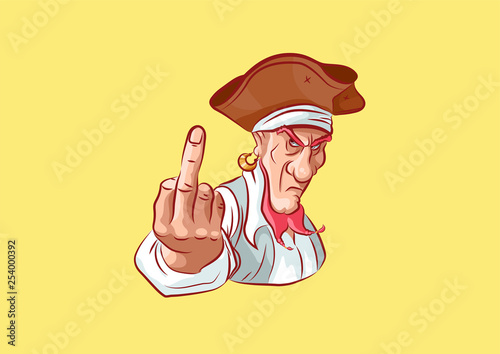 emoji sticker captain mascot show middle finger