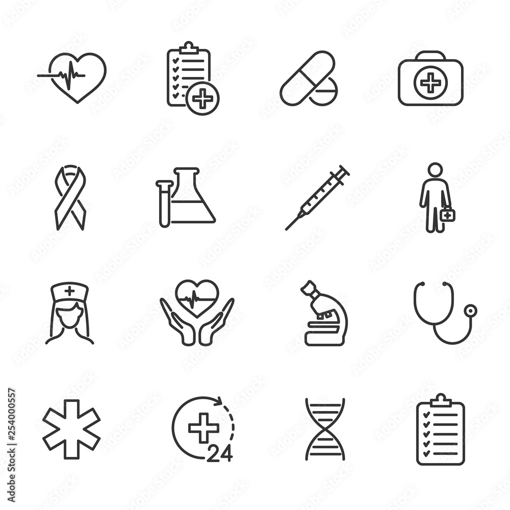 Vector set of medical line icons. Vector set of medical line icons.