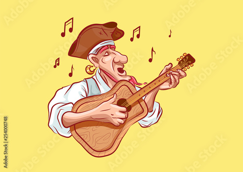 emoji sticker seaman captain plays guitar