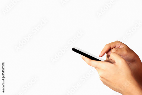 female hands holding mobile smartphone