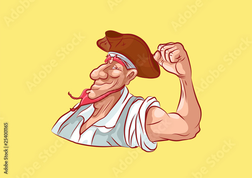 emoji sticker seaman captain shows strength