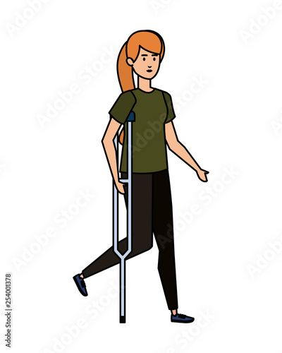 woman in crutch character