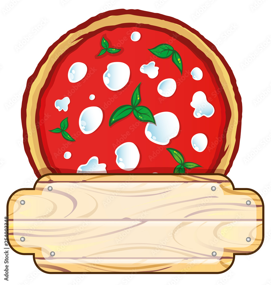italian pizza logo with empty wooden space italian pizza logo with empty wooden space