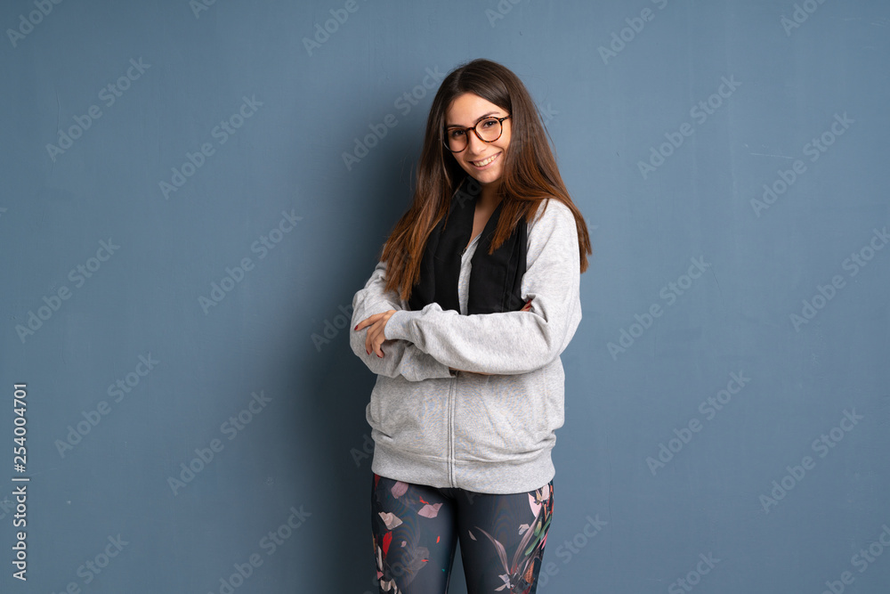 Young sport woman with glasses and happy Young sport woman with glasses and happy