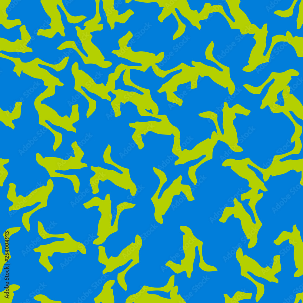 Urban UFO camouflage of various shades of blue and green colors Urban UFO camouflage of various shades of blue and green colors