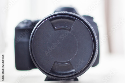 professional camera with a lens close up