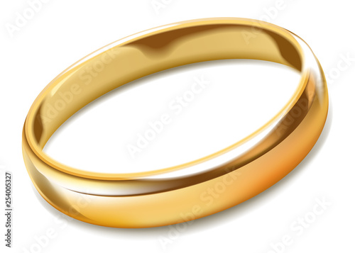 Gold ring realistic marriage symbol jewelry or accessory